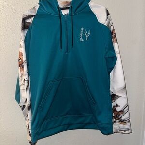 Unbranded Teal Half-Zip Hoodie with Camo-Accent Sleeves